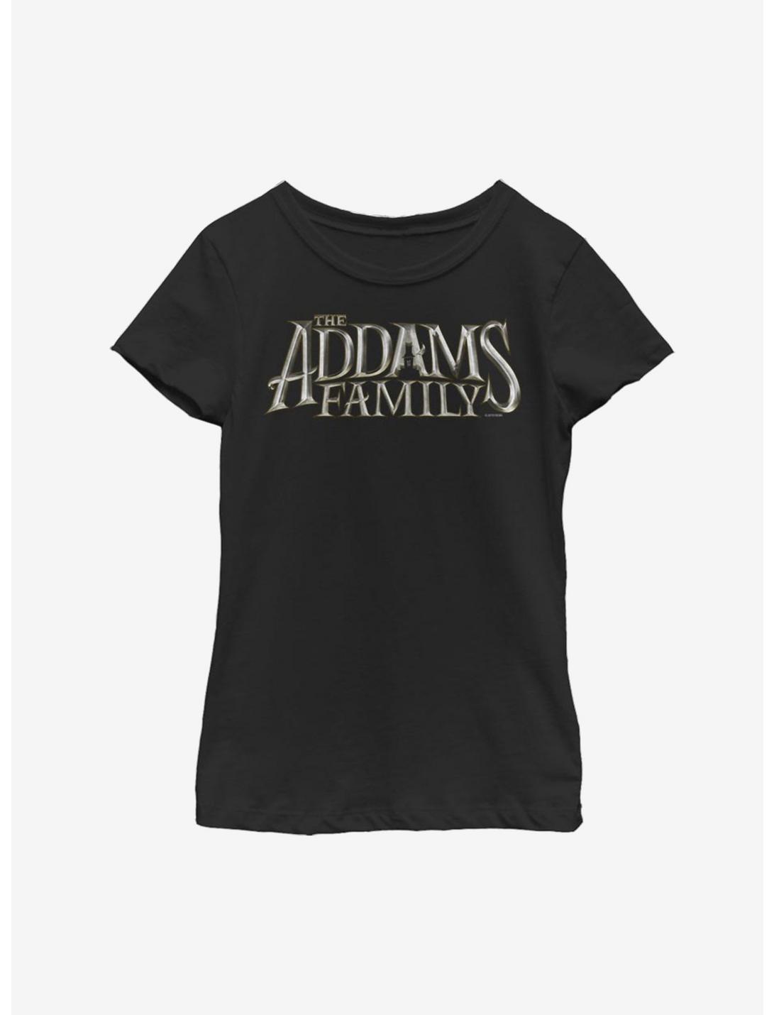 The Addams Family Theatrical Logo Youth Girls T-Shirt, BLACK, hi-res