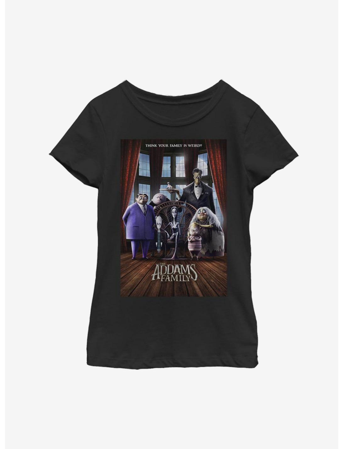 The Addams Family Theatrical Poster Youth Girls T-Shirt, BLACK, hi-res