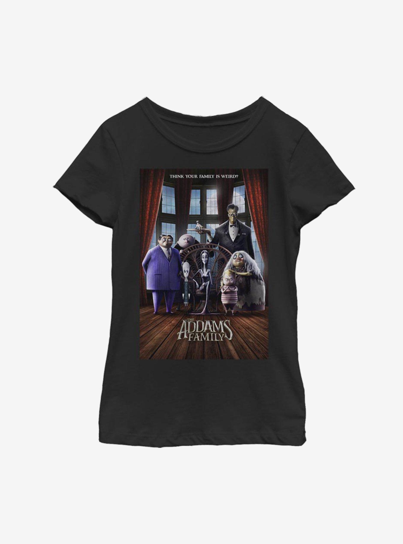 The Addams Family Theatrical Poster Youth Girls T-Shirt, BLACK, hi-res