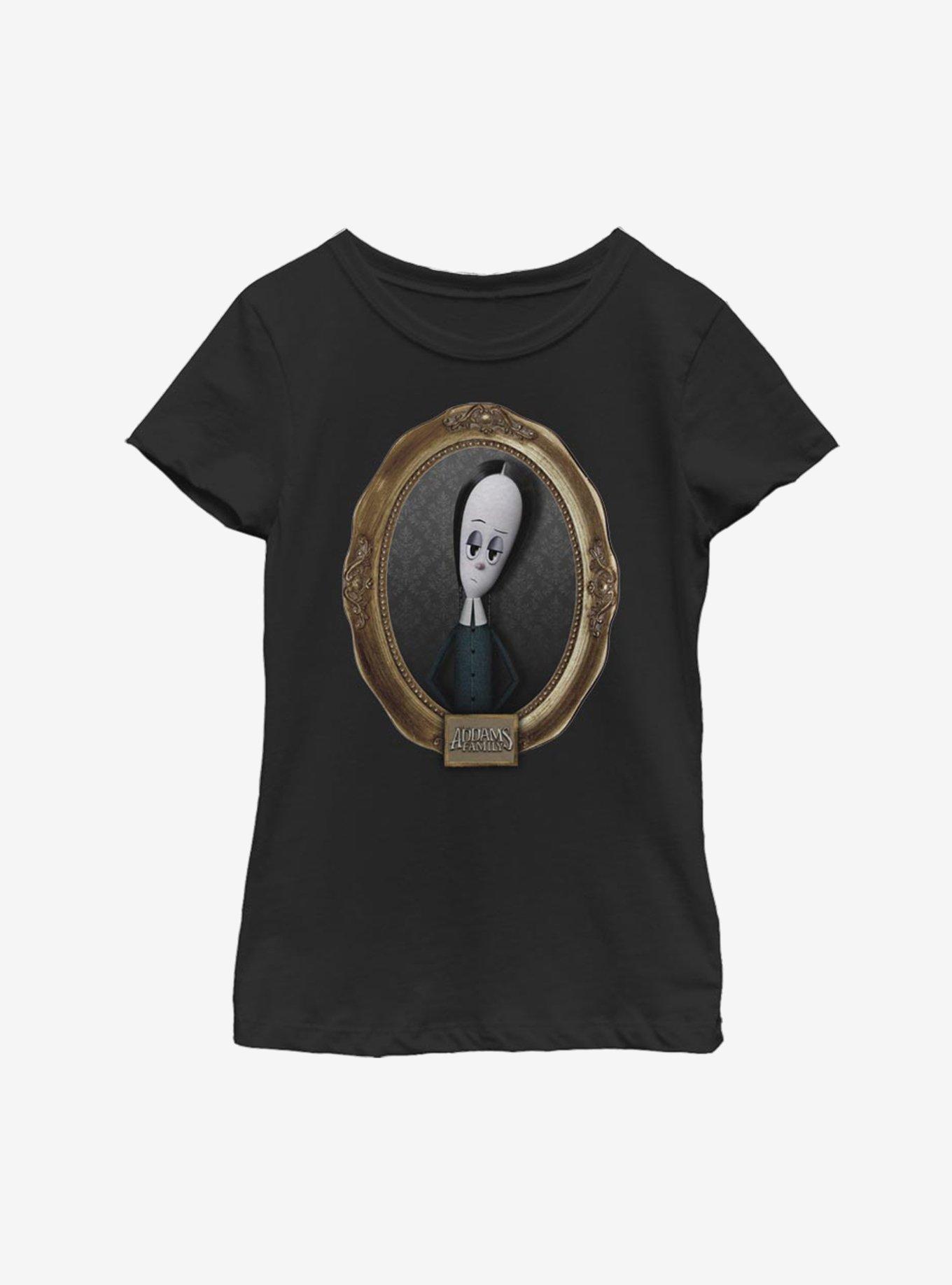 The Addams Family Wednesday Portrait Youth Girls T-Shirt - BLACK | BoxLunch