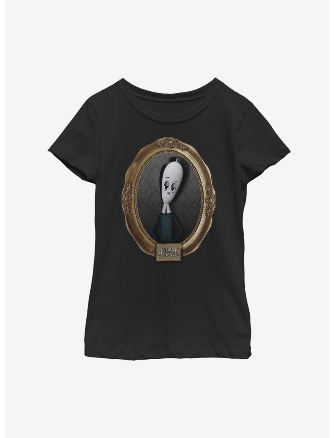 The Addams Family Wednesday Portrait Youth Girls T-Shirt, BLACK, hi-res