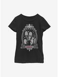 The Addams Family Wednesday Graveyard Frame Youth Girls T-Shirt, BLACK, hi-res