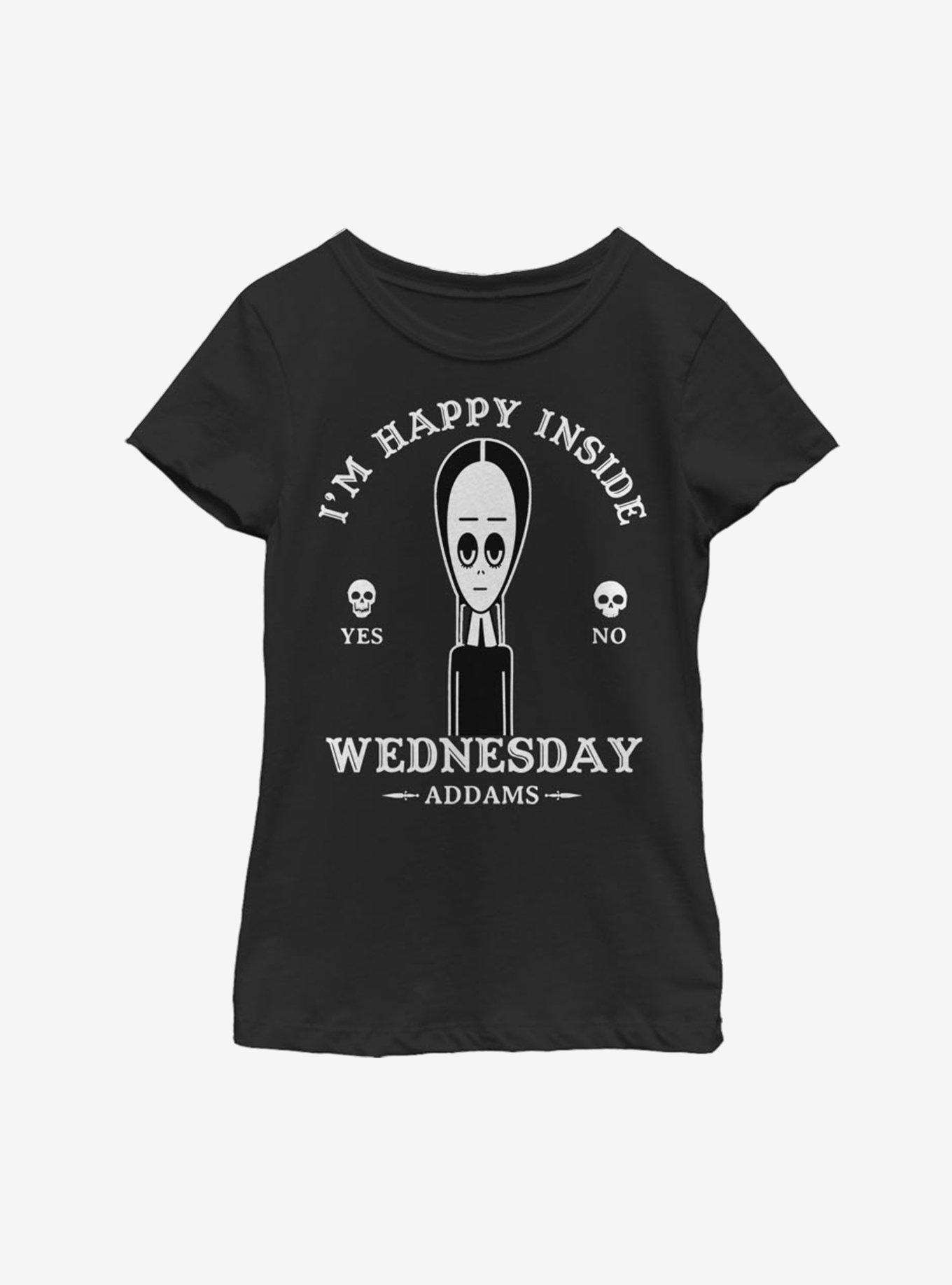 The Addams Family Wednesday Happy Inside Youth Girls T-Shirt, , hi-res