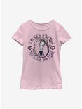 The Addams Family Wednesday Watercolor Youth Girls T-Shirt, PINK, hi-res