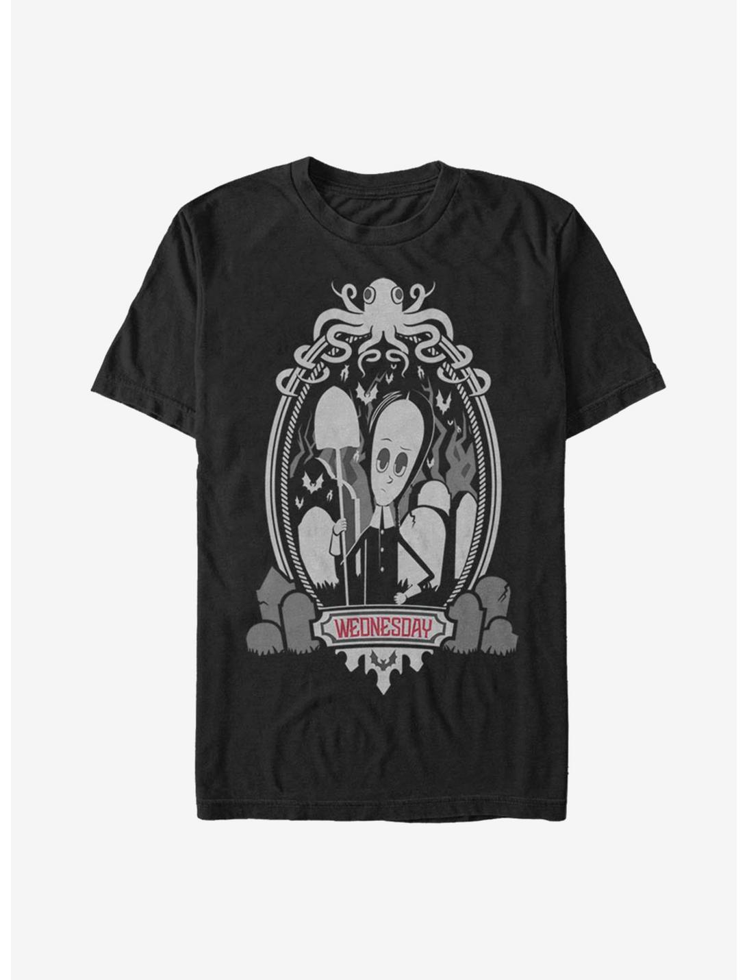 The Addams Family Wednesday Graveyard Frame T-Shirt, BLACK, hi-res