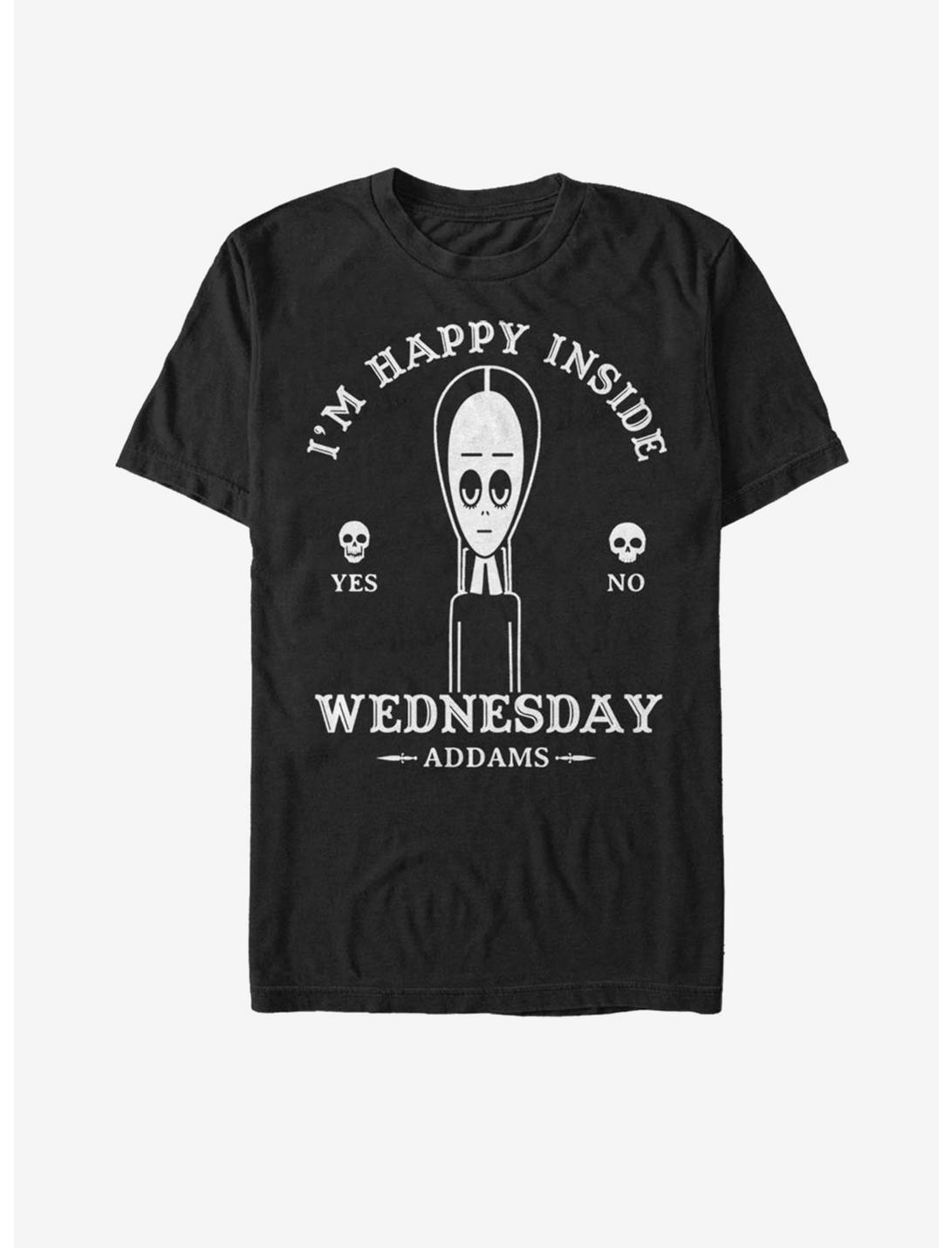 The Addams Family Wednesday Happy Inside T-Shirt, BLACK, hi-res