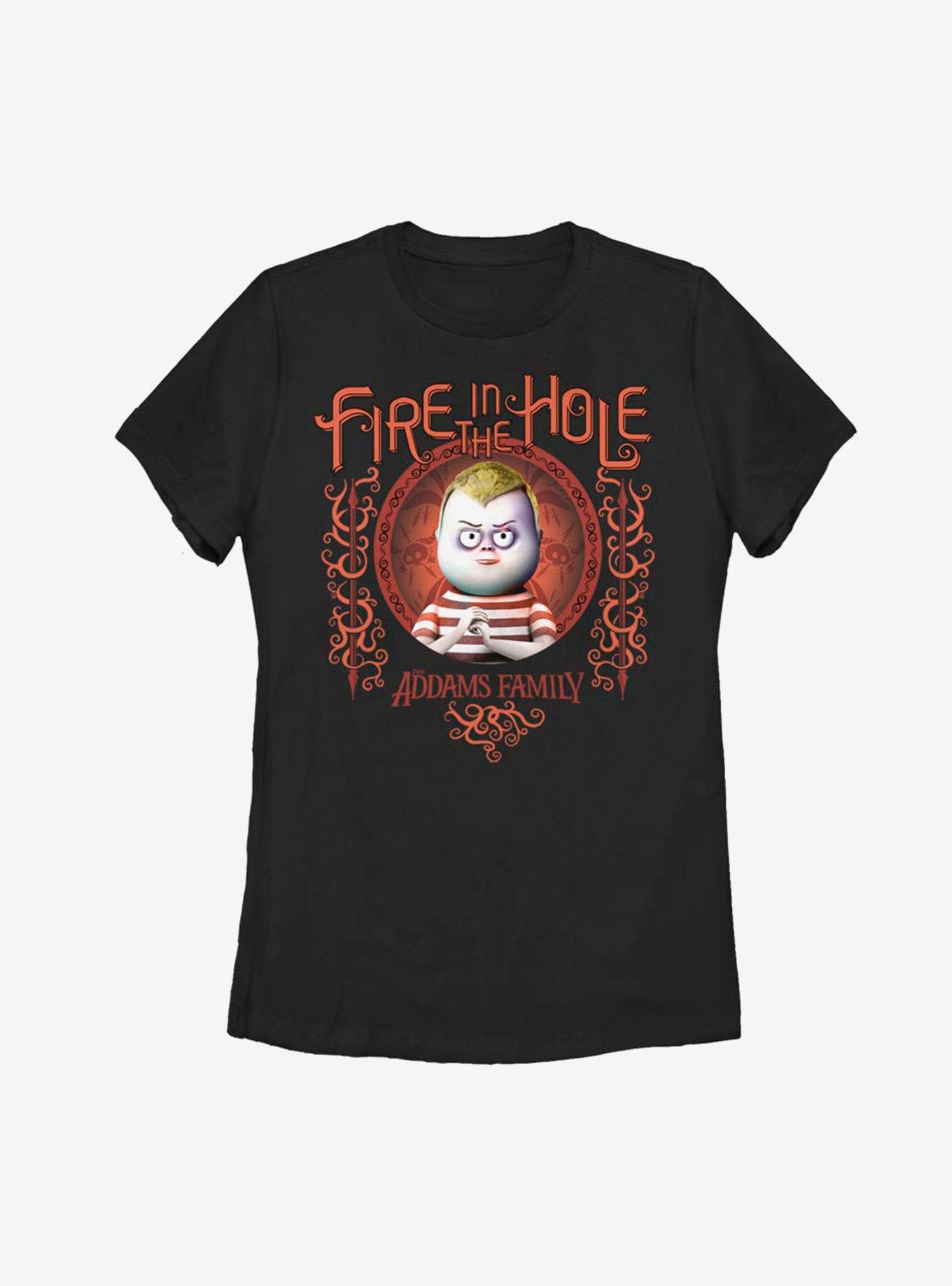 The Addams Family Fire In The Hole Womens T-Shirt