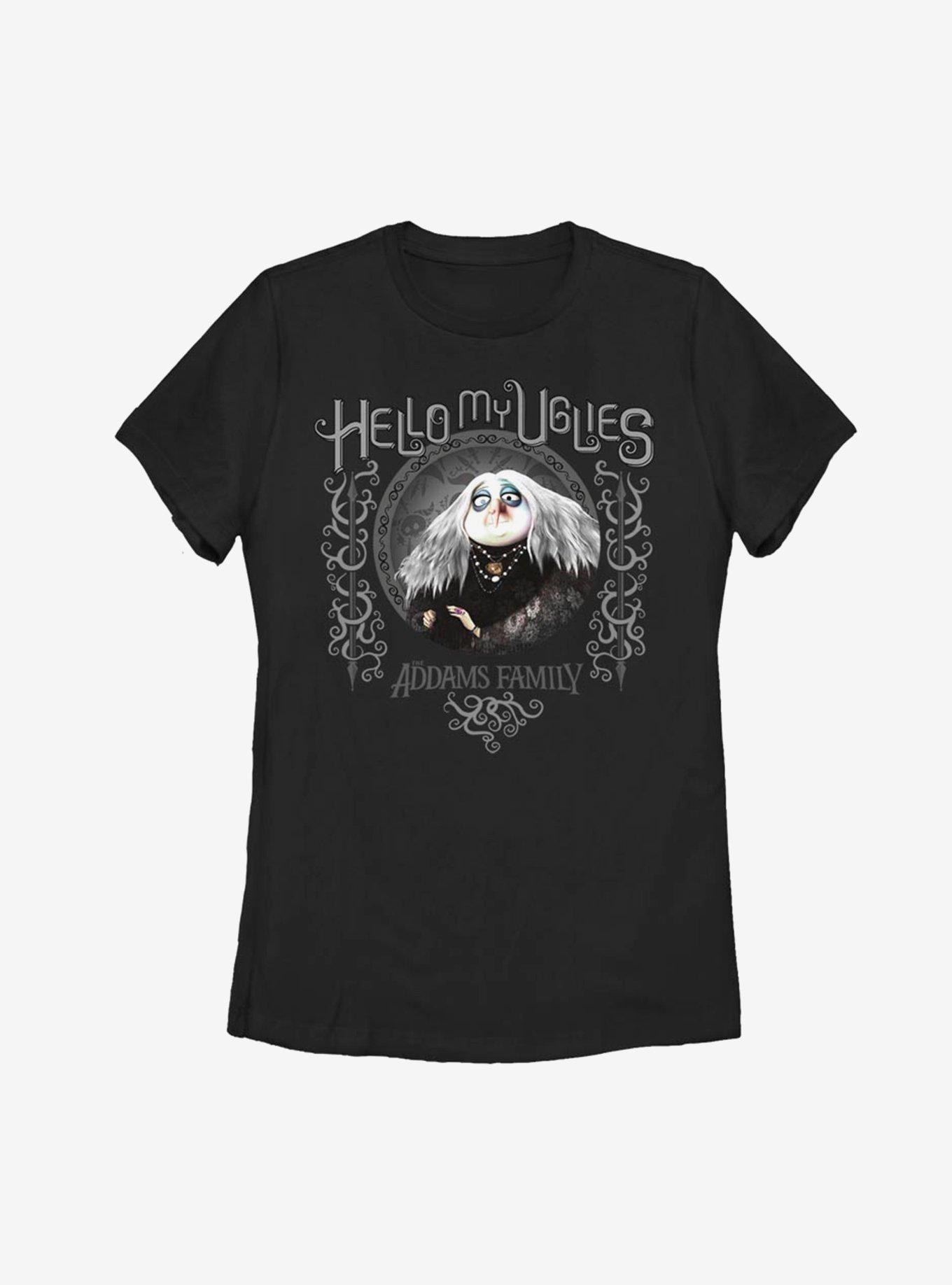 The Addams Family Hello My Uglies Womens T-Shirt, BLACK, hi-res