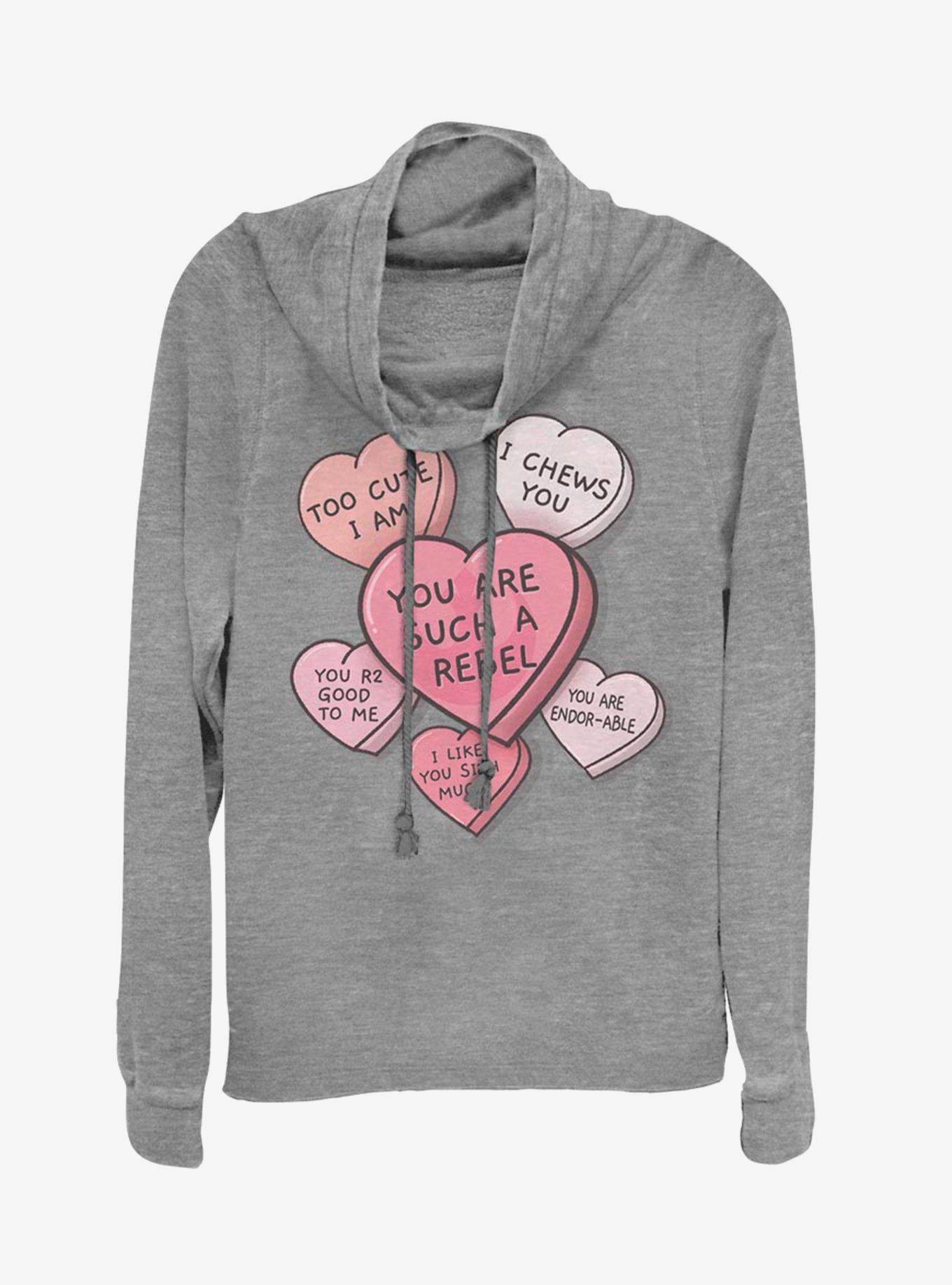 Star Wars Candy Hearts Cowl Neck Long-Sleeve Girls Top, , hi-res