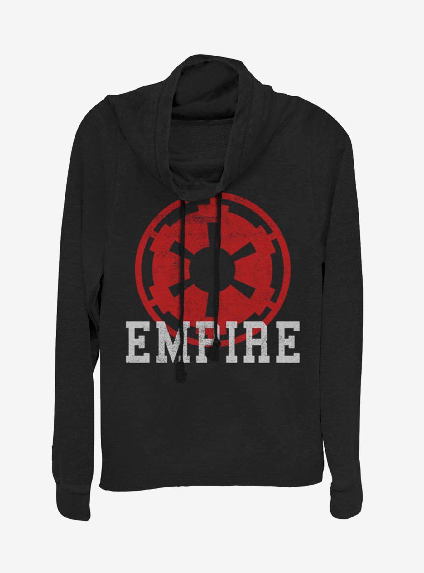 Star Wars Empire Text Icon Cowl Neck Long-Sleeve Girls Top, BLACK, hi-res