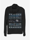 Star Wars Falcon Attack Ugly Sweater Cowl Neck Long-Sleeve Girls Top, BLACK, hi-res