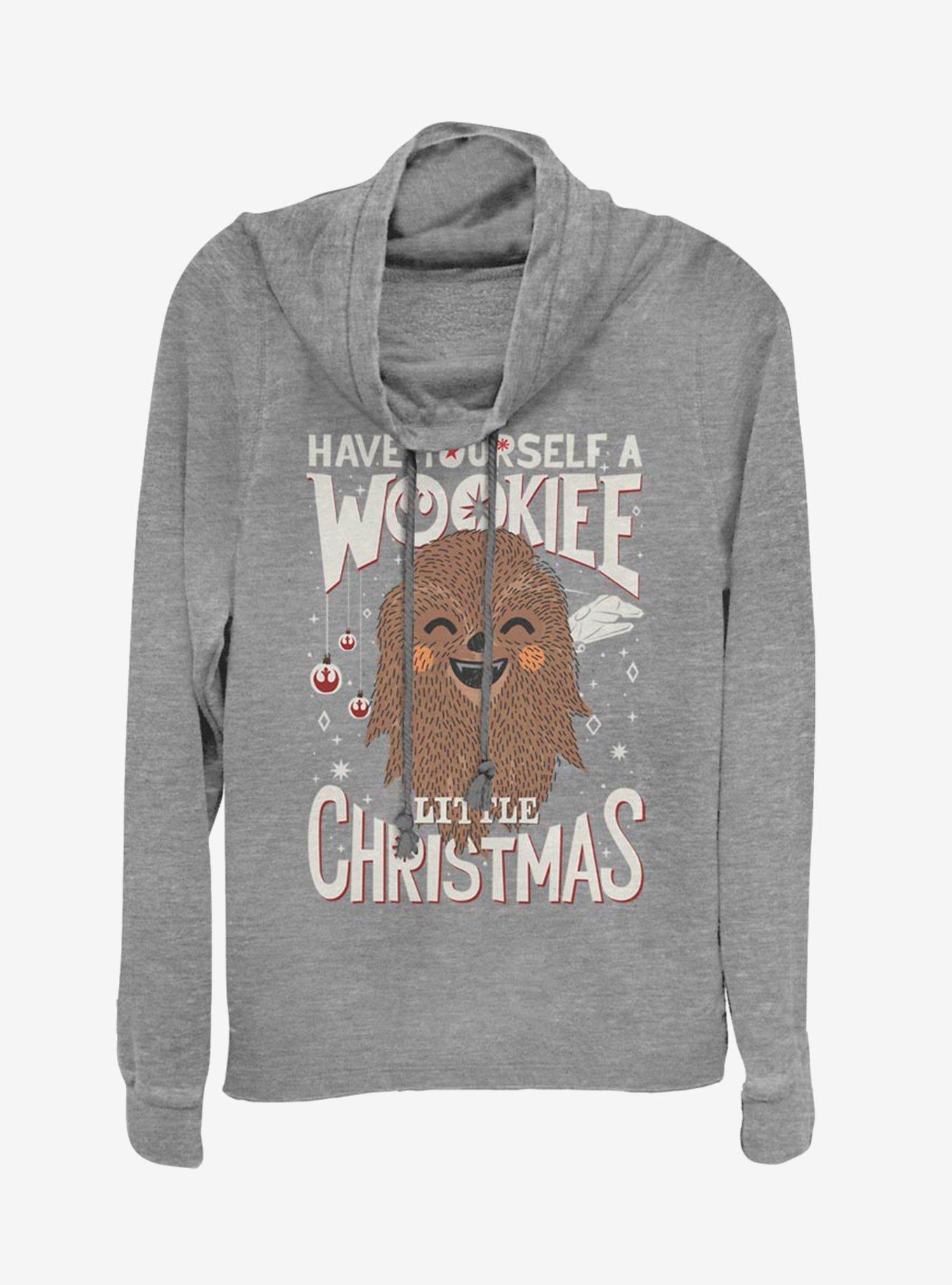 Star Wars Wookiee Christmas Cowl Neck Long-Sleeve Girls Top, GRAY HTR, hi-res