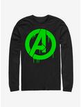 Marvel Avengers Green Slime Logo Long-Sleeve T-Shirt, BLACK, hi-res