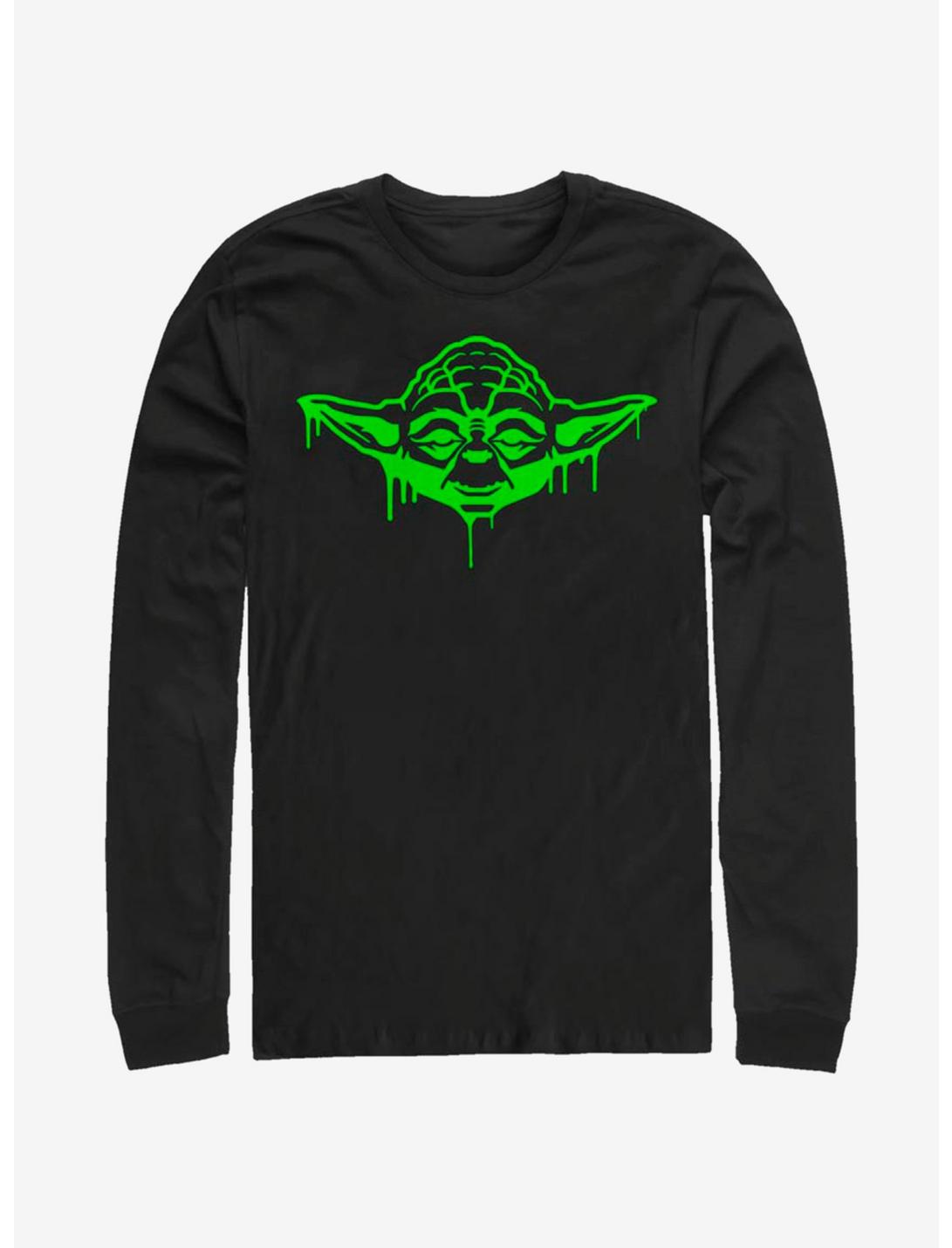 Star Wars Green Yoda Drip Long-Sleeve T-Shirt, BLACK, hi-res