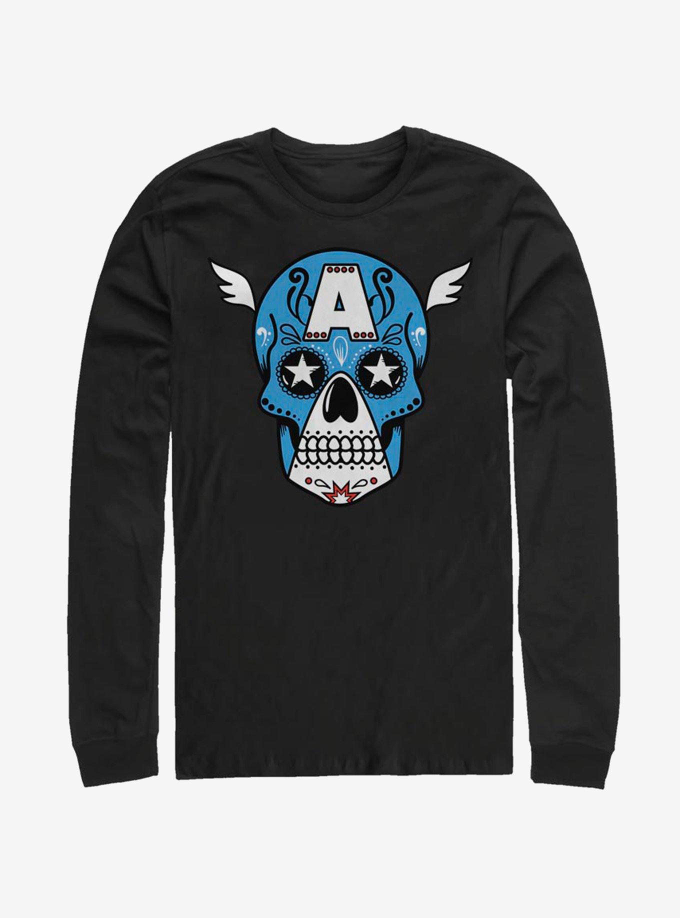 Marvel Captain America Sugar Skull Long-Sleeve T-Shirt, , hi-res