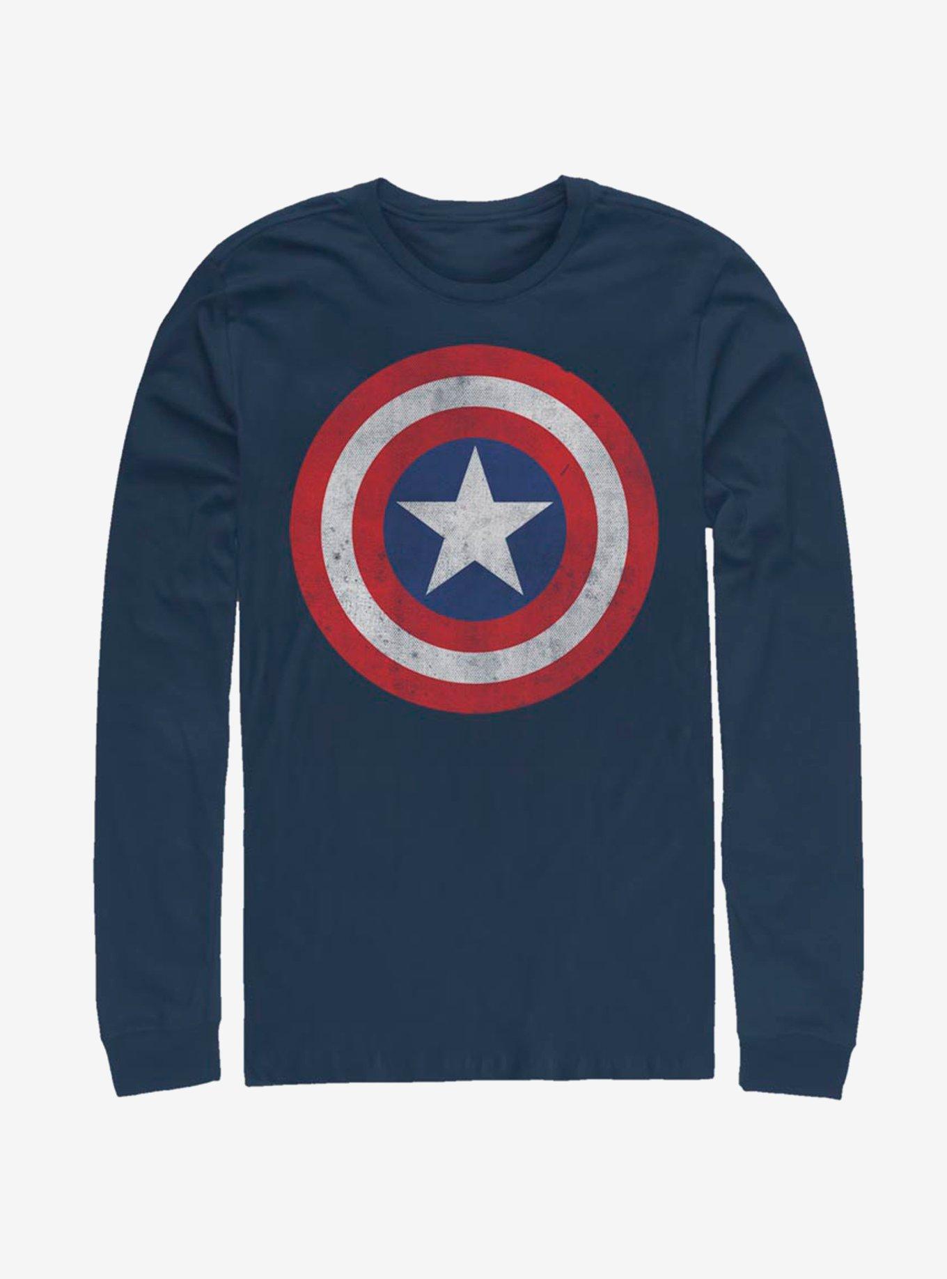 Marvel Captain America Classic Shield Logo Long-Sleeve T-Shirt, NAVY, hi-res