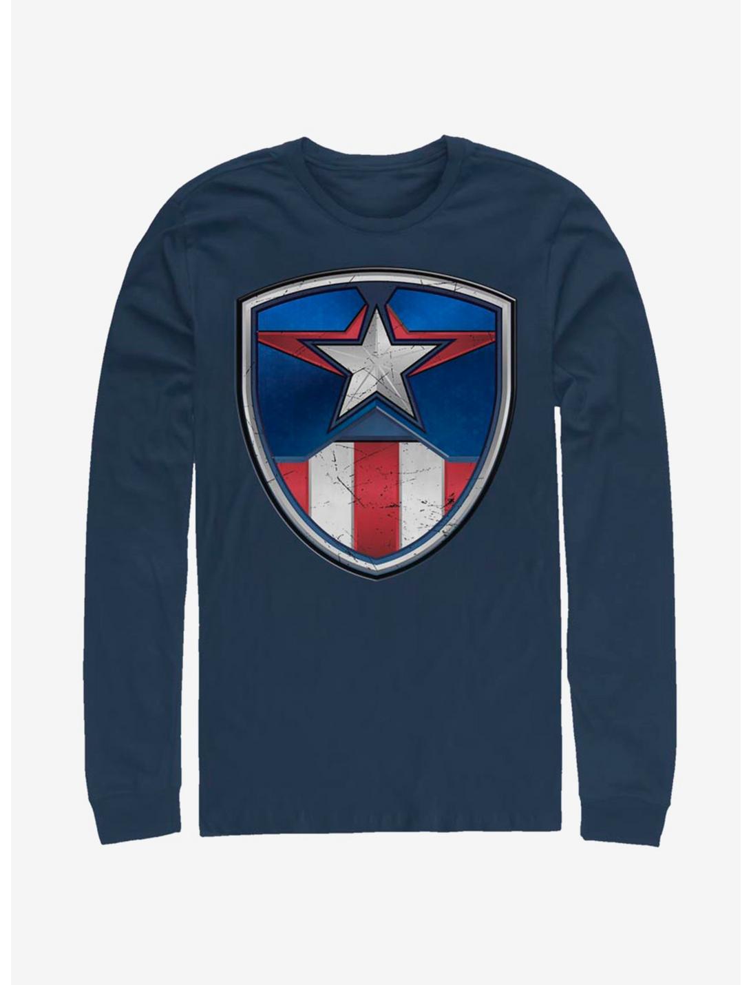 Marvel Captain America Classic Shield Crest Long-Sleeve T-Shirt, NAVY, hi-res