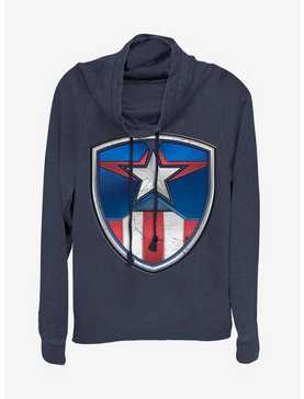 Marvel Captain America Classic Shield Crest Cowlneck Long-Sleeve Womens Top, , hi-res