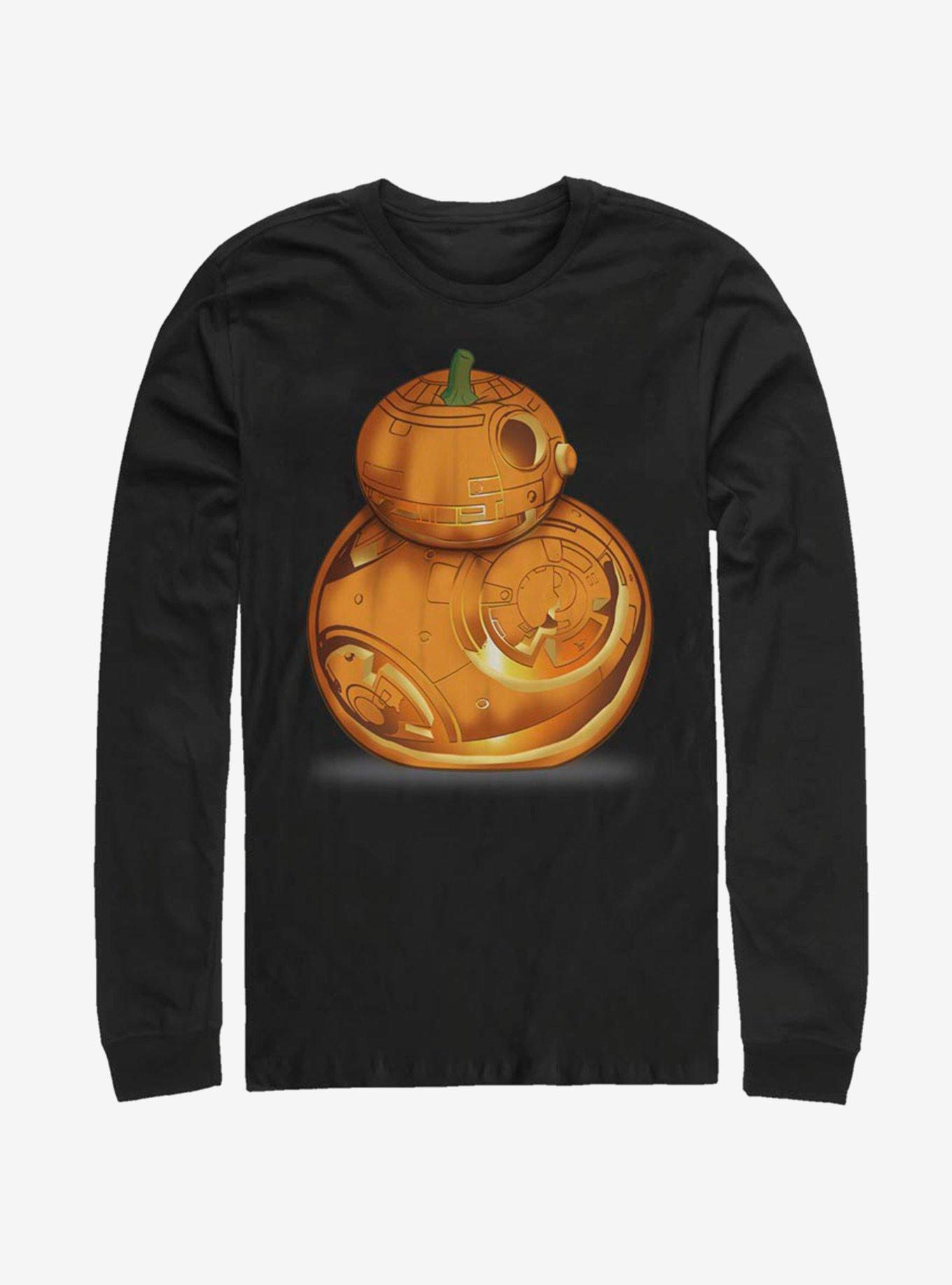 Star Wars Episode VII The Force Awakens BB-8 Pumpkin Long-Sleeve T-Shirt, BLACK, hi-res