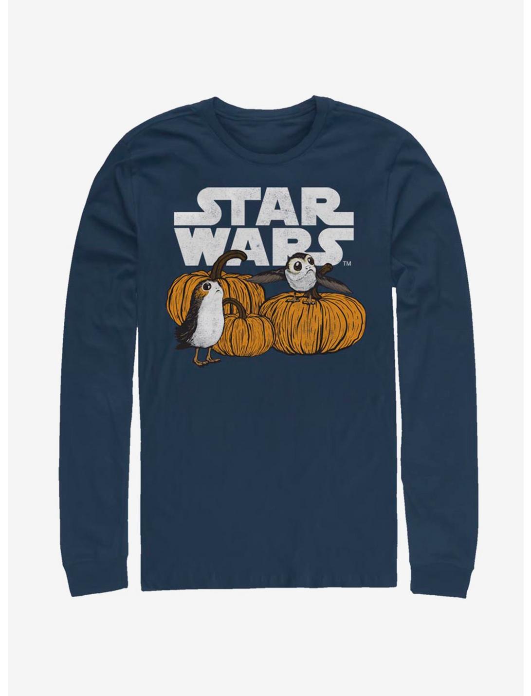 Star Wars Episode VIII The Last Jedi Pumpkin Patch Porg Long-Sleeve T-Shirt, NAVY, hi-res
