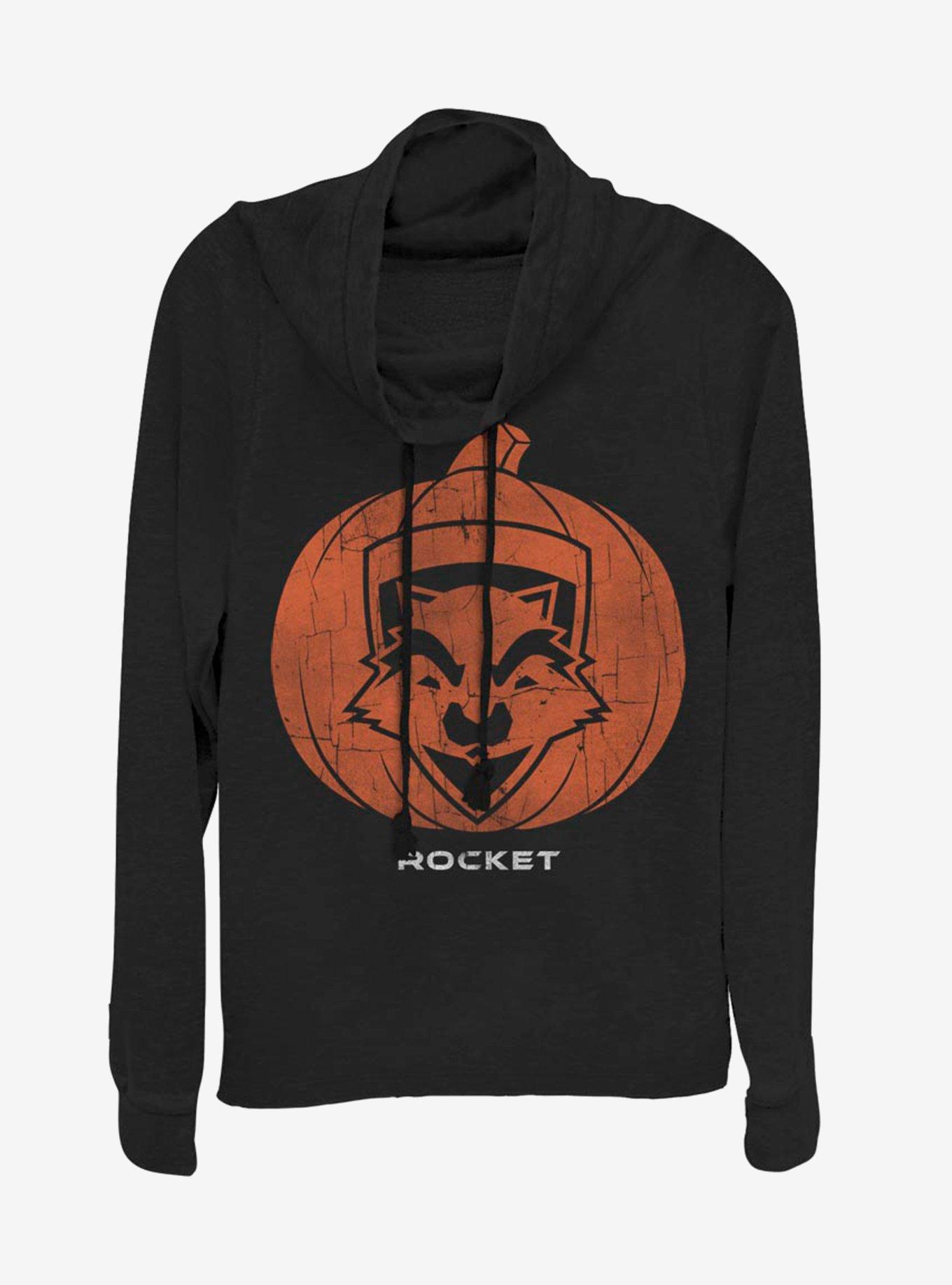 Marvel Guardians Of The Galaxy Rocket Pumpkin Cowlneck Long-Sleeve Womens Top, , hi-res