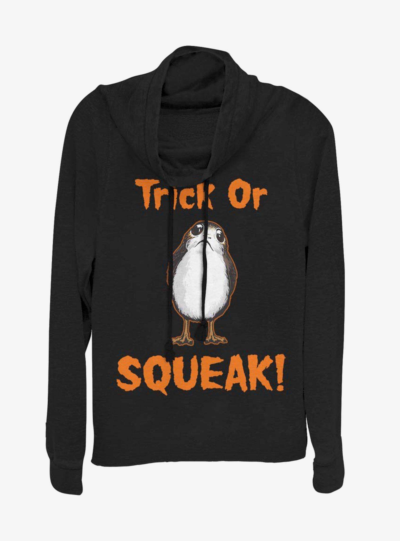 Star Wars Episode VIII The Last Jedi Trick Or Squeak Cowlneck Long-Sleeve Womens Top, , hi-res