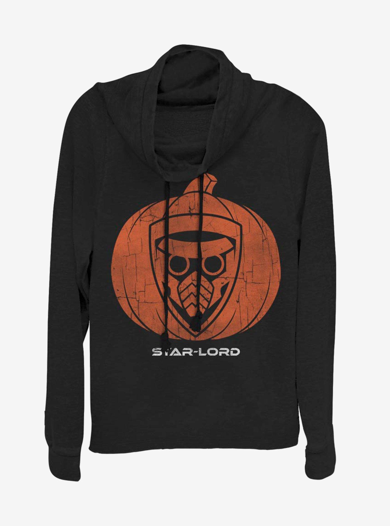 Marvel Guardians Of The Galaxy Star Lord Pumpkin Cowlneck Long-Sleeve Womens Top