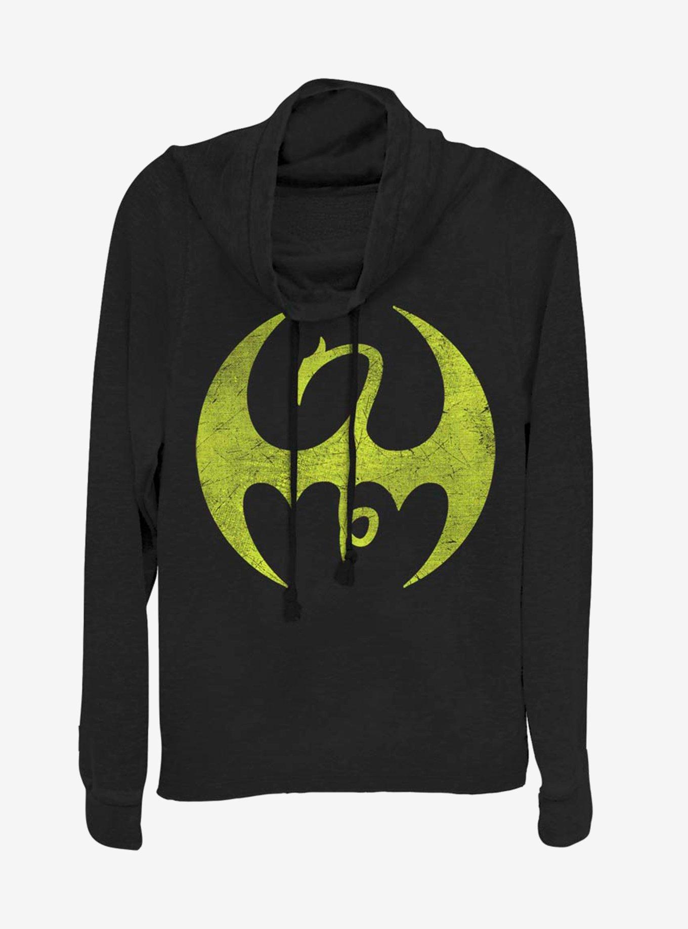 Marvel Iron Fist Iron Logo Cowlneck Long-Sleeve Womens Top, , hi-res