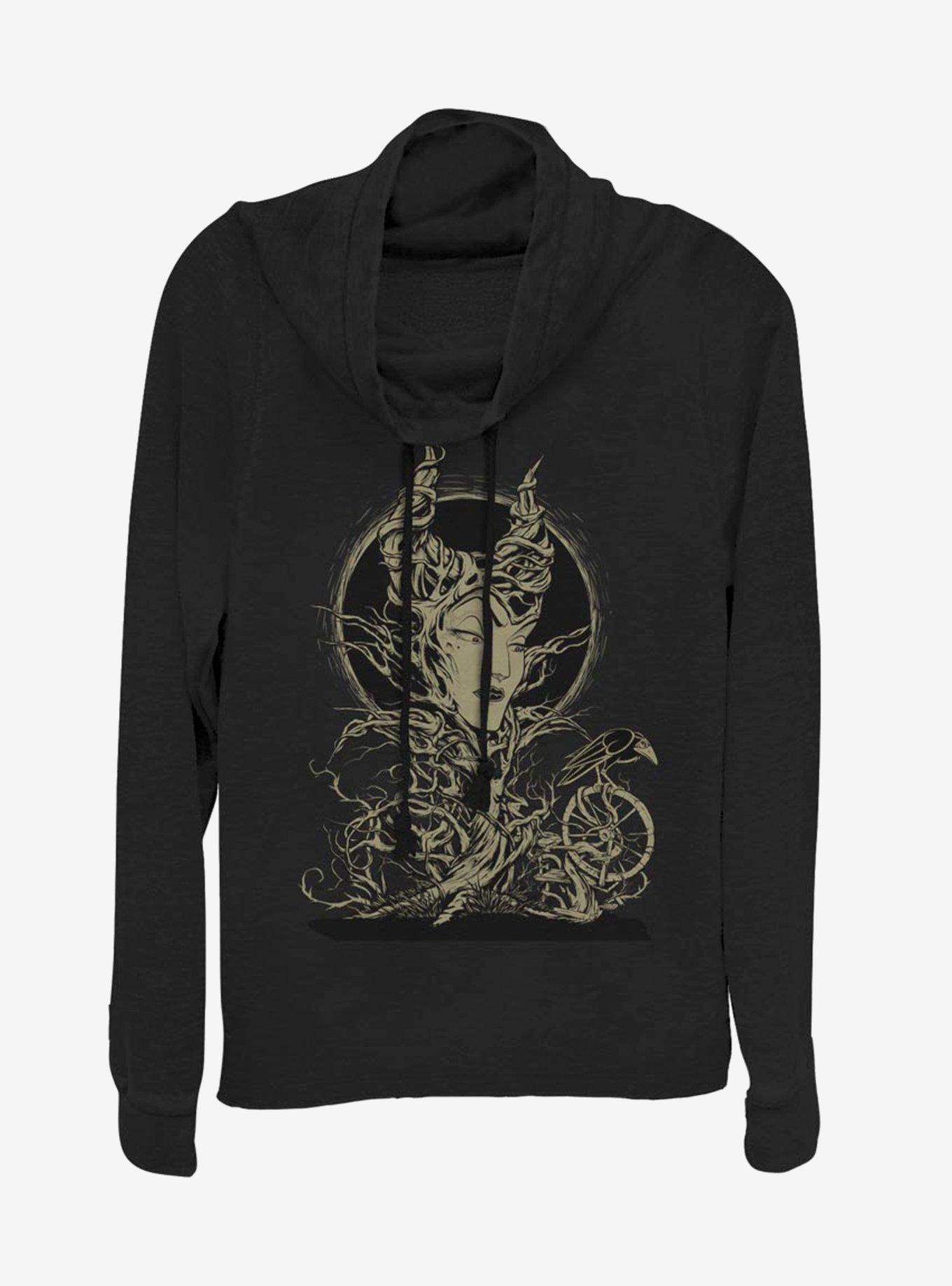 Disney Maleficent The Curse Cowlneck Long-Sleeve Womens Top, BLACK, hi-res