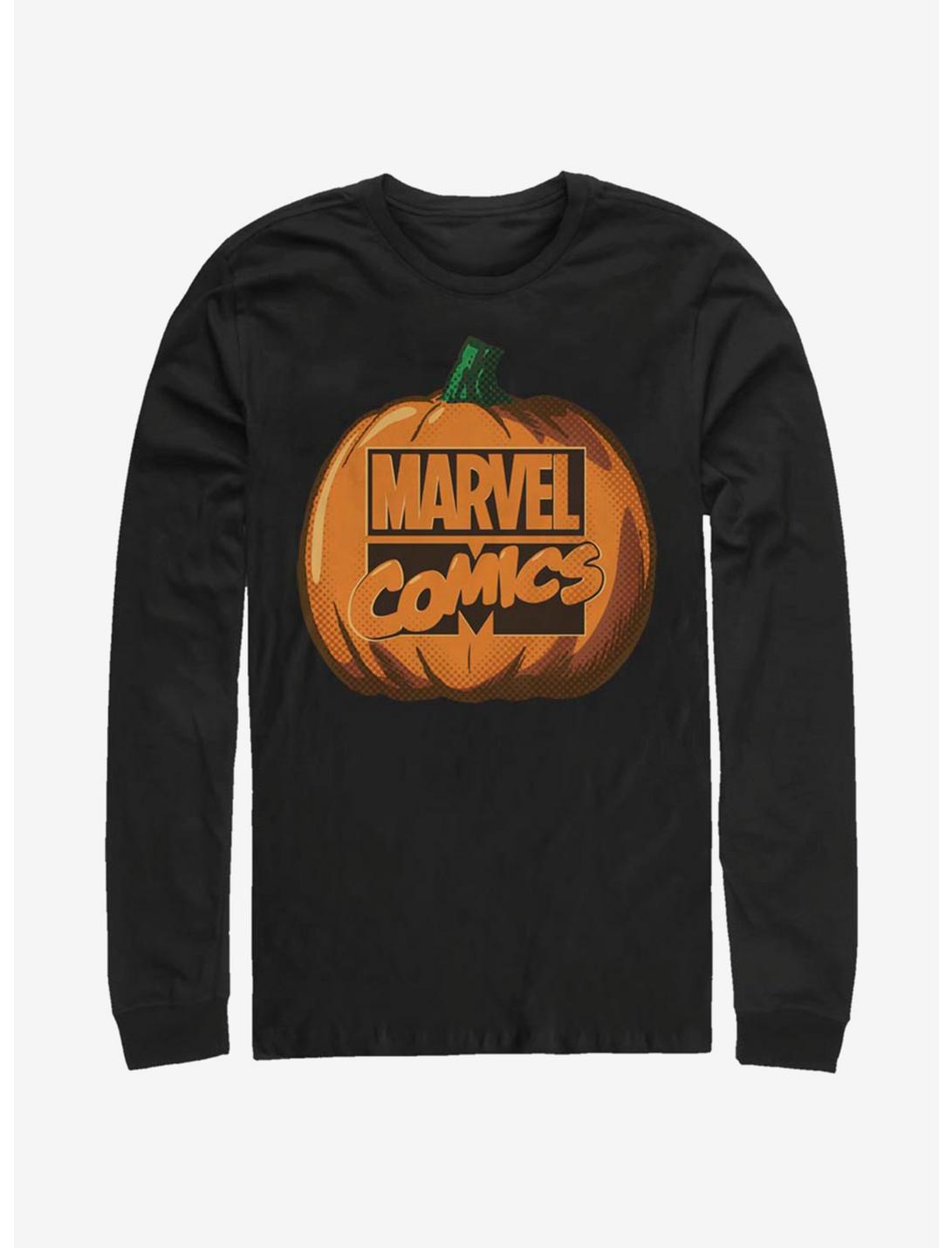 Marvel Pumpkin Logo Long-Sleeve T-Shirt, BLACK, hi-res