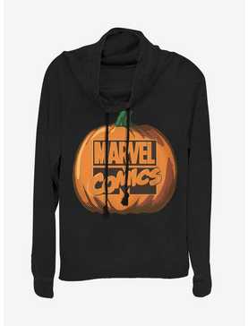 Marvel Pumpkin Logo Cowlneck Long-Sleeve Womens Top, , hi-res