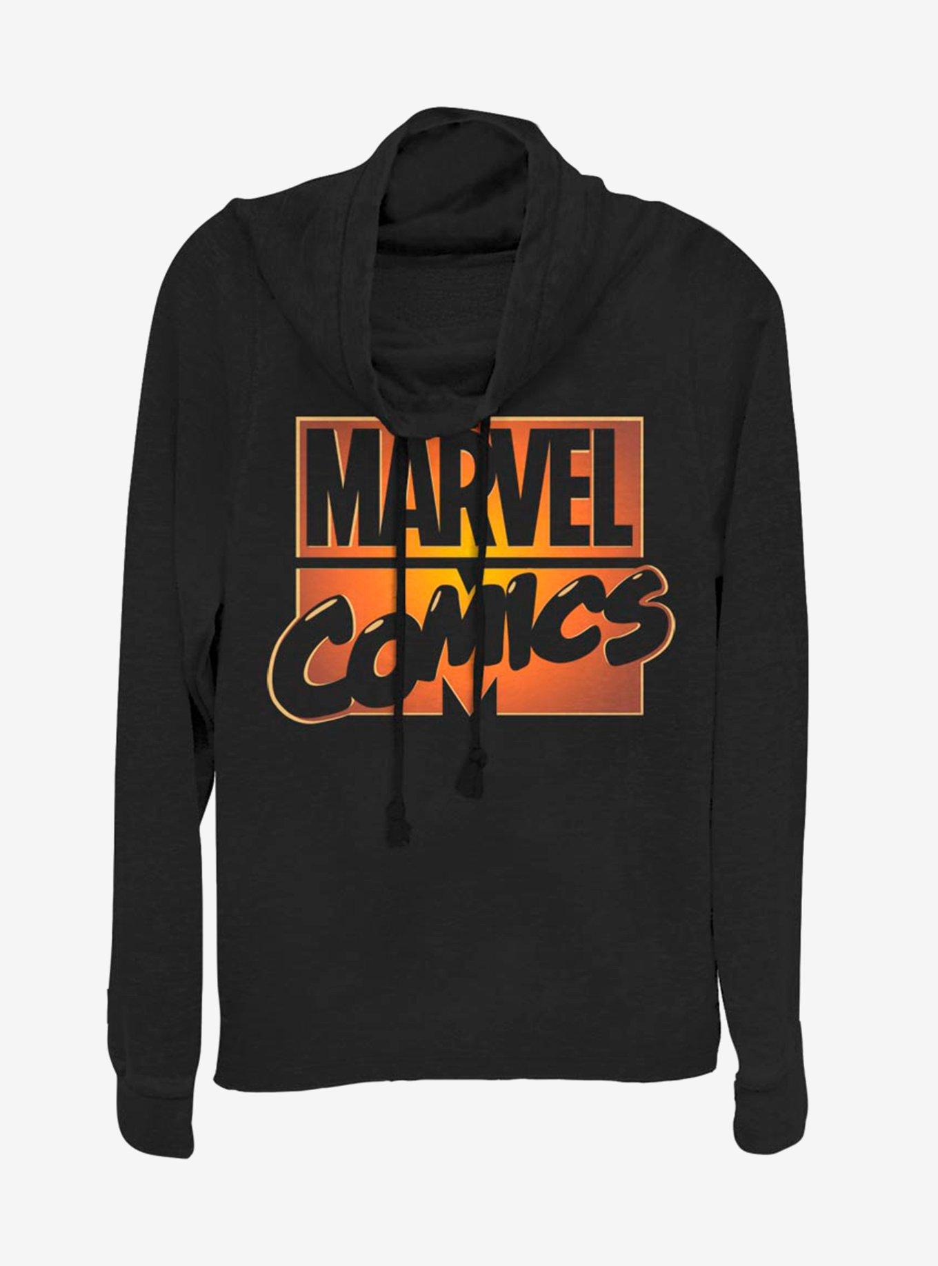 Marvel Comics Orange Glow Cowlneck Long-Sleeve Womens Top