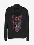 Disney The Princess And The Frog Facilier Tarot Skull Cowlneck Long-Sleeve Womens Top, BLACK, hi-res