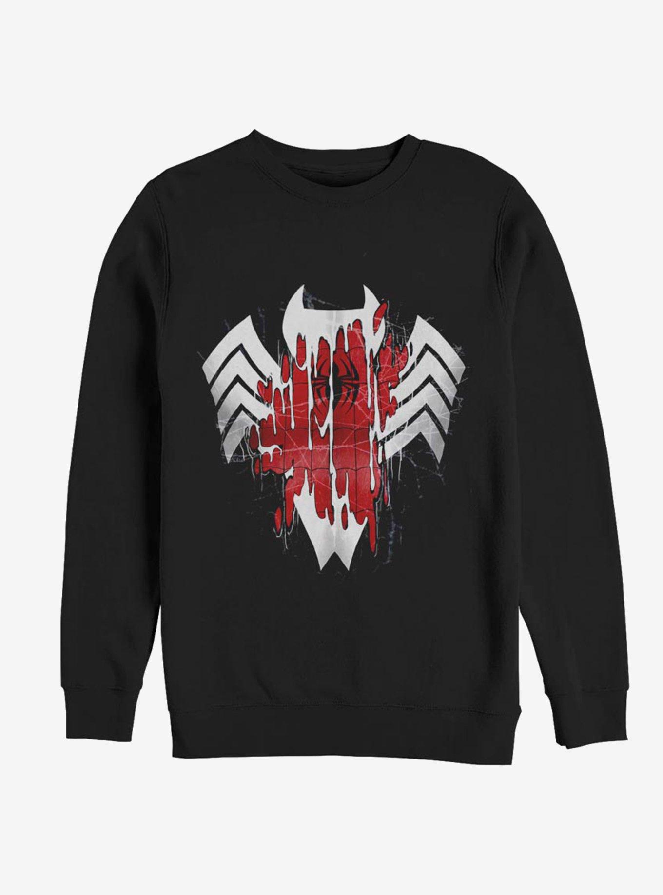 Marvel Spider-Man Warped Logo Sweatshirt, BLACK, hi-res