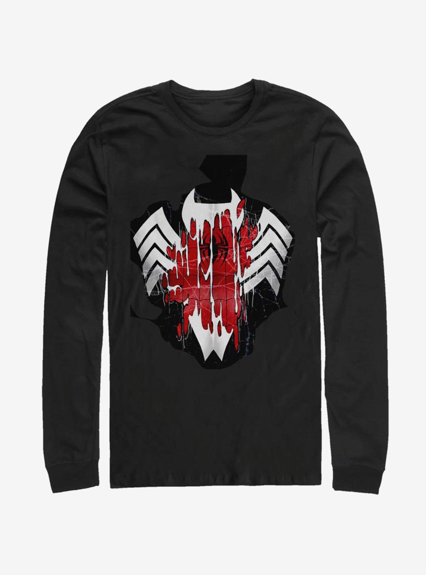 Marvel Spider-Man Warped Logo Long-Sleeve T-Shirt, BLACK, hi-res