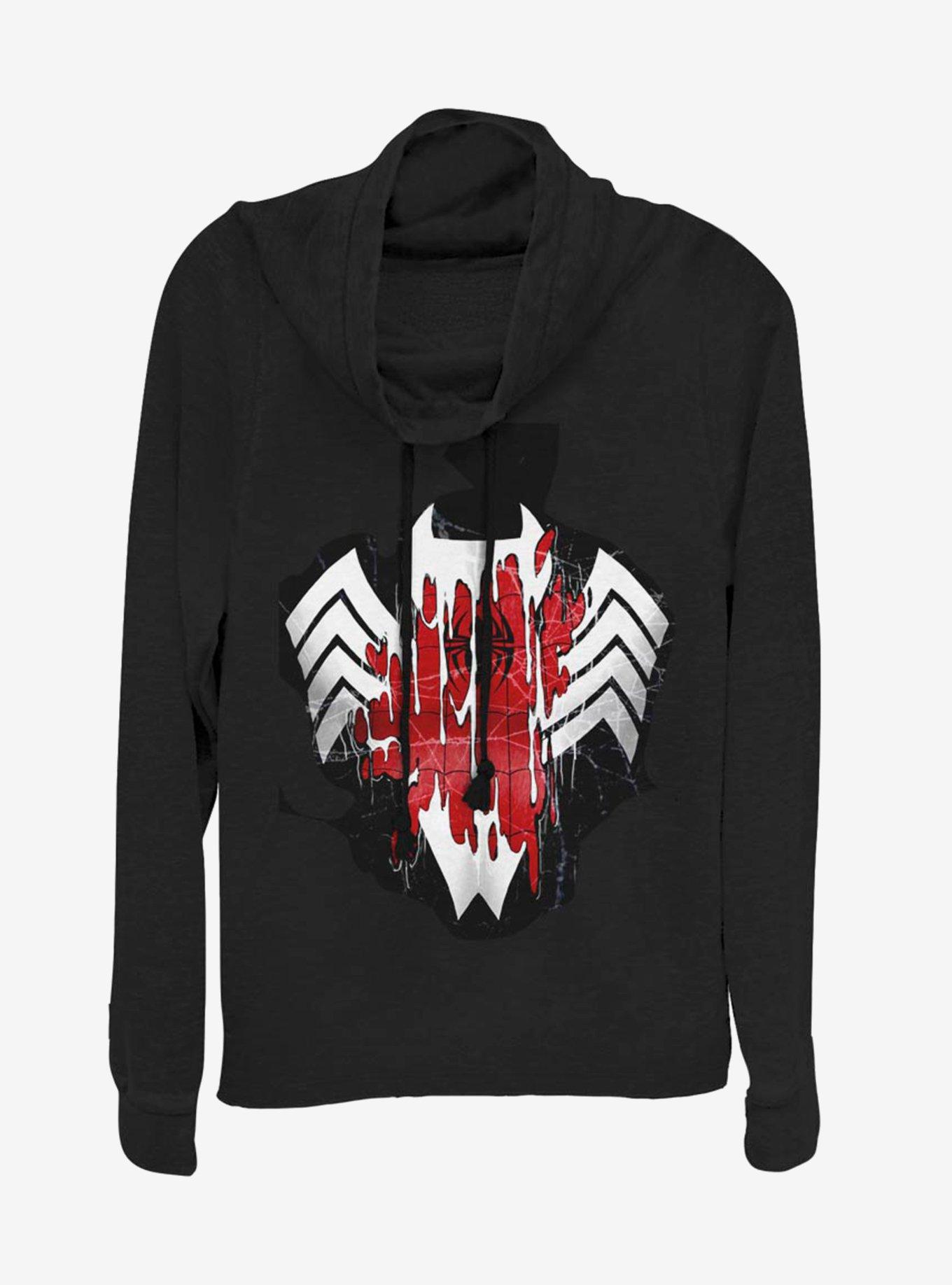 Marvel Spider-Man Warped Logo Cowlneck Long-Sleeve Womens Top, , hi-res