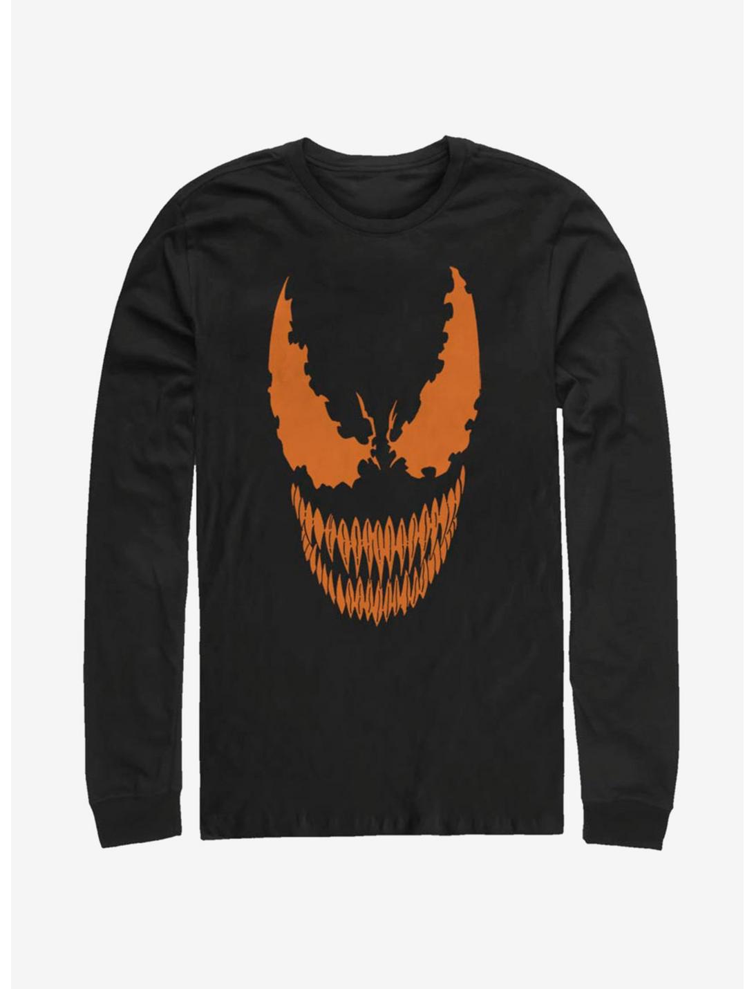 Marvel Venom Pumpkin Orange Face Long-Sleeve T-Shirt, BLACK, hi-res