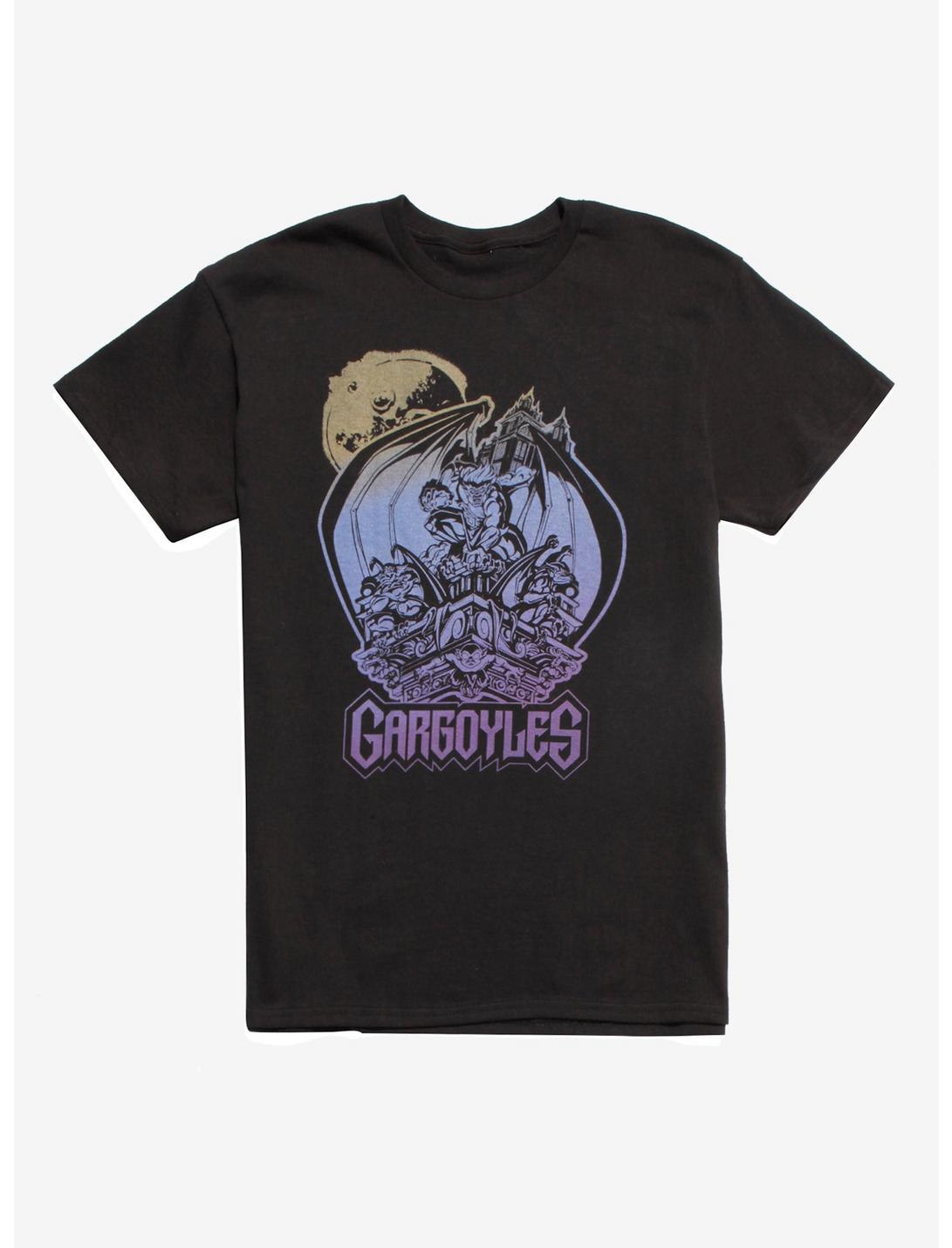 Gargoyles Ombre Statues T-Shirt, BLACK, hi-res