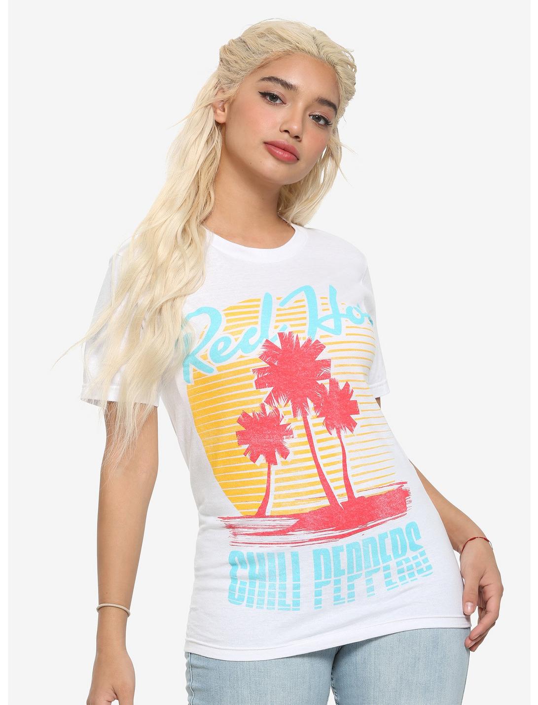 Red Hot Chili Peppers Retro Palm Tree Girls T-Shirt, WHITE, hi-res