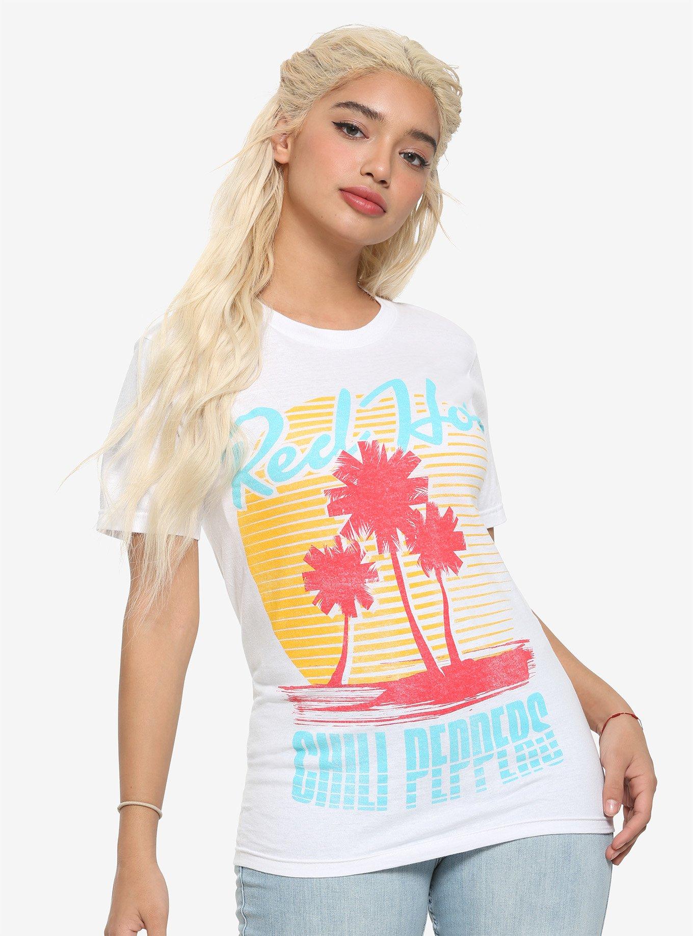 Red Hot Chili Peppers Retro Palm Tree Girls T-Shirt, WHITE, hi-res