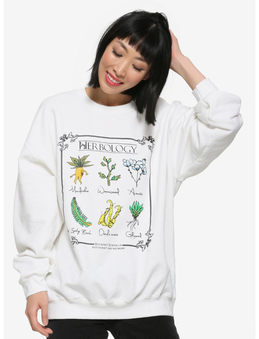 Harry Potter Herbology Chart Women's Crewneck Sweater - BoxLunch Exclusive, WHITE, hi-res