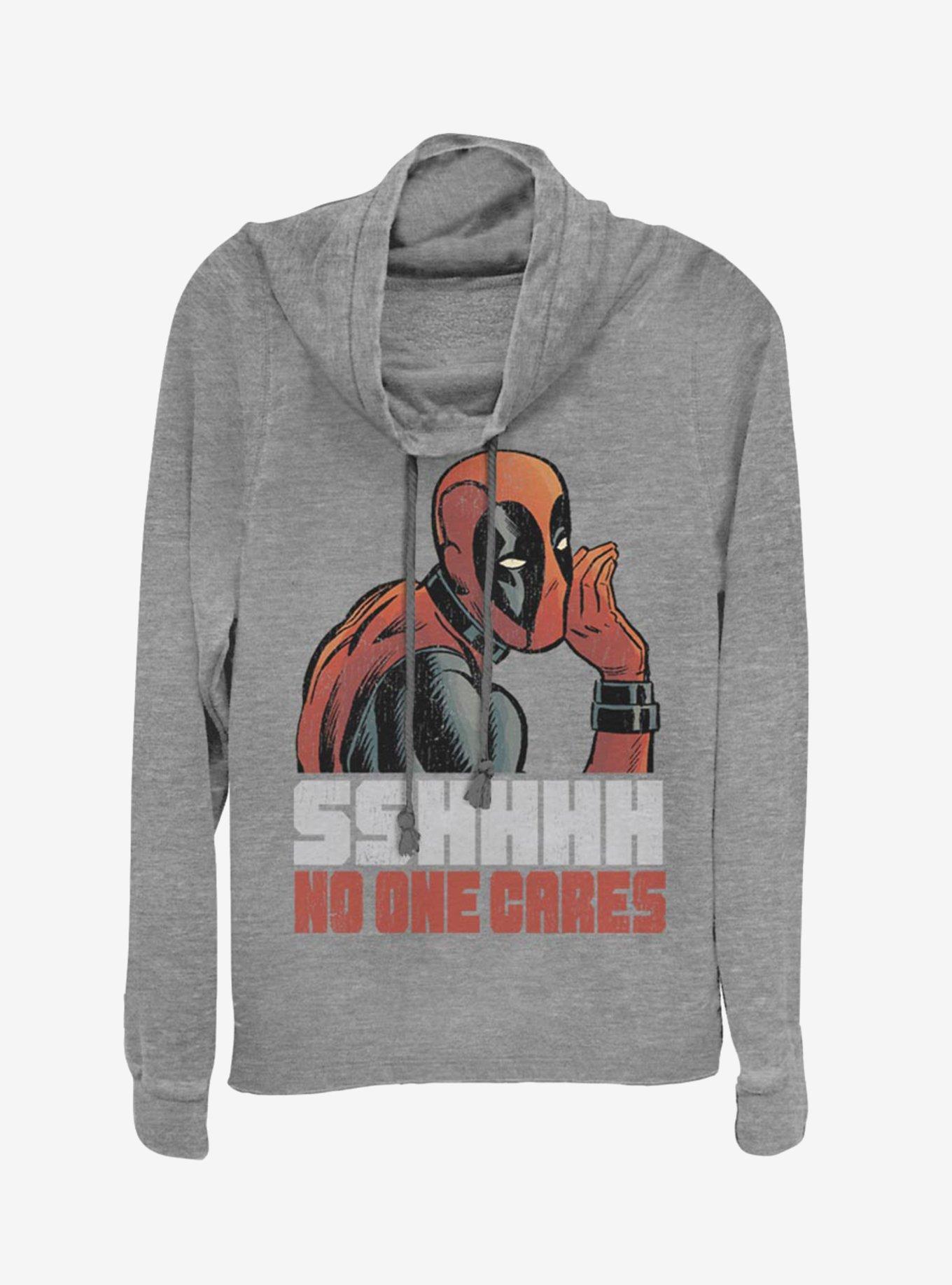 Marvel Deadpool No One Cowl Neck Long-Sleeve Girls Top, GRAY HTR, hi-res