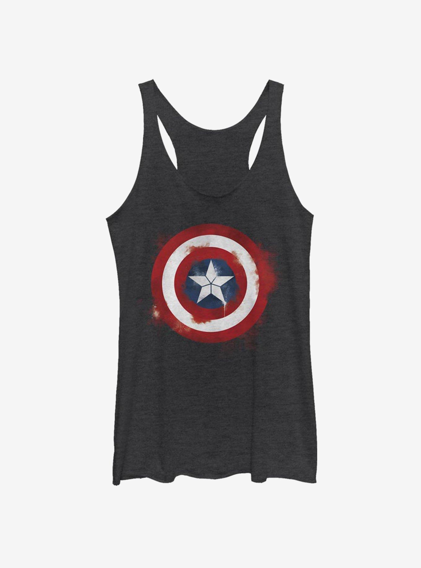 Marvel Captain America Spray Logo Girls Tank, BLK HTR, hi-res