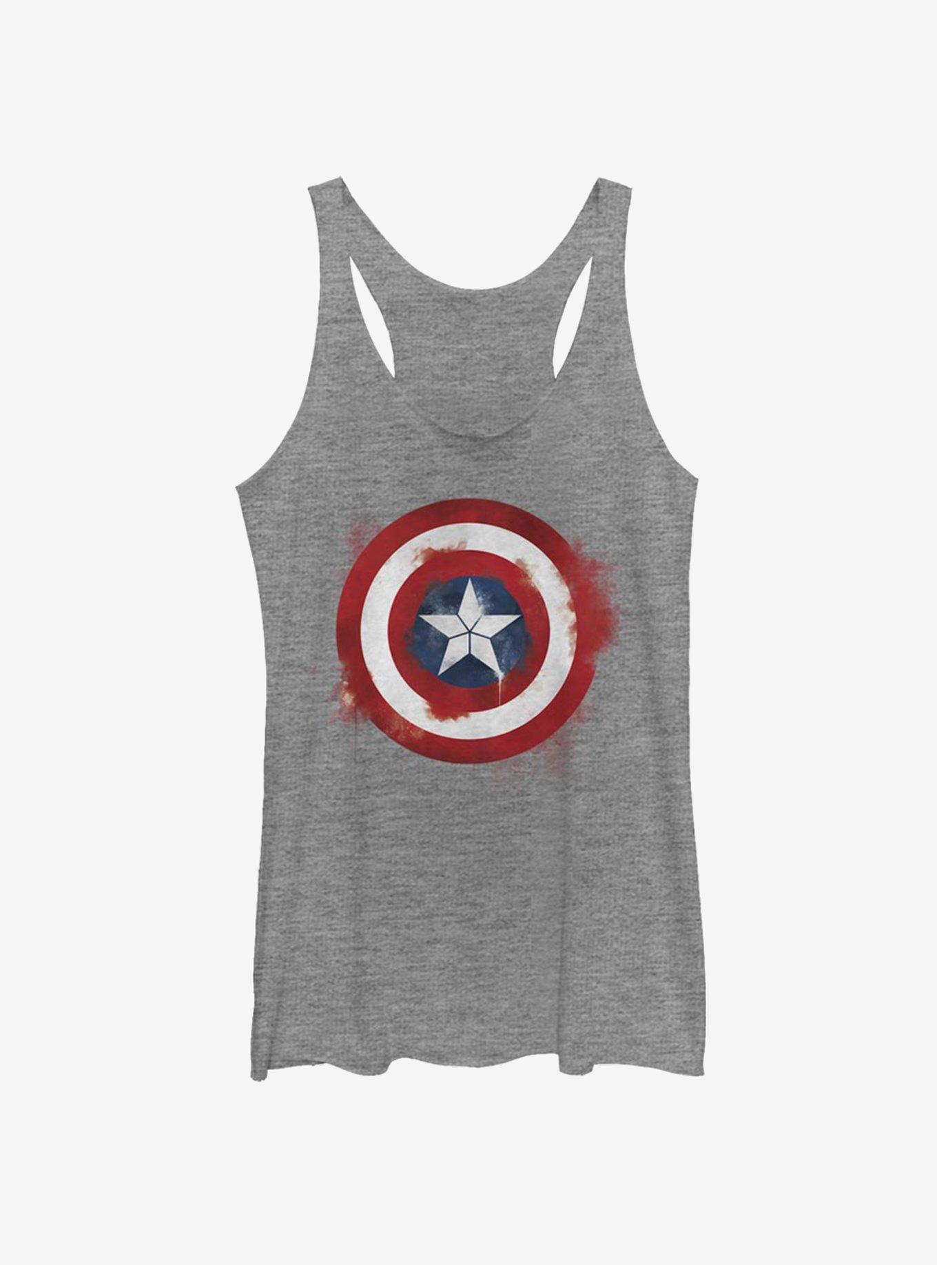 Marvel Captain America Spray Logo Girls Tank, GRAY HTR, hi-res