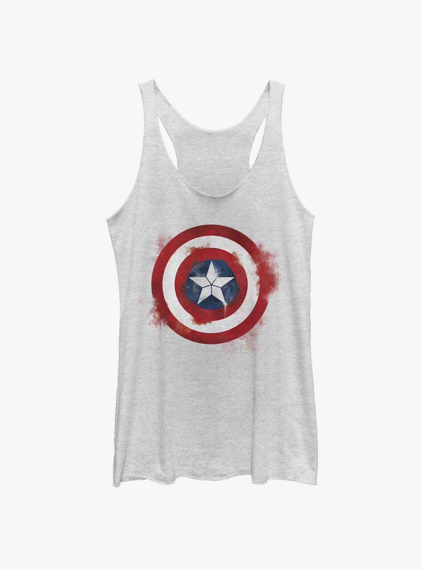 Marvel Captain America Spray Logo Girls Tank, WHITE HTR, hi-res