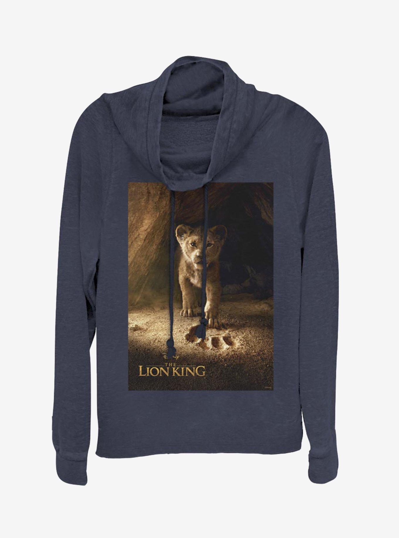 Disney The Lion King 2019 Simba Poster Cowl Neck Long-Sleeve Girls Top, NAVY, hi-res