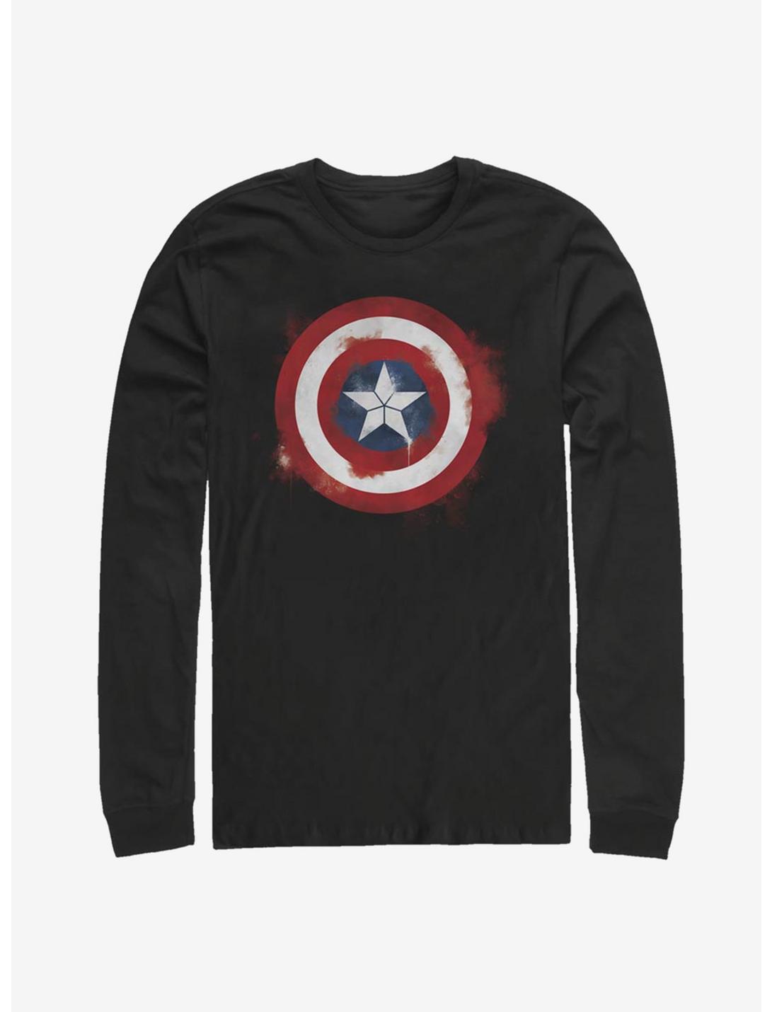 Marvel Captain America Spray Logo Long-Sleeve T-Shirt, BLACK, hi-res