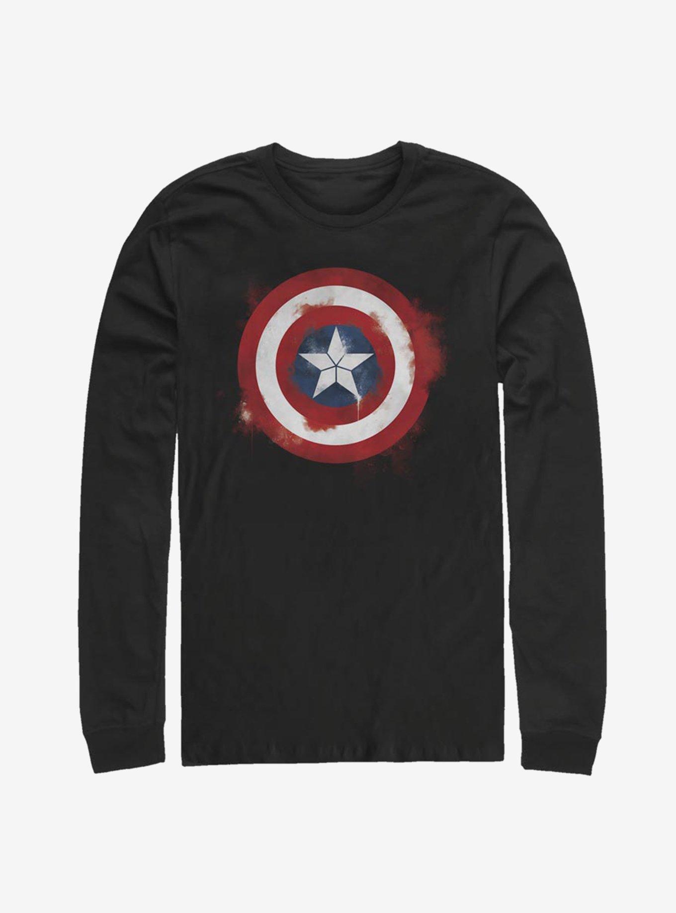 Marvel Captain America Spray Logo Long-Sleeve T-Shirt, BLACK, hi-res