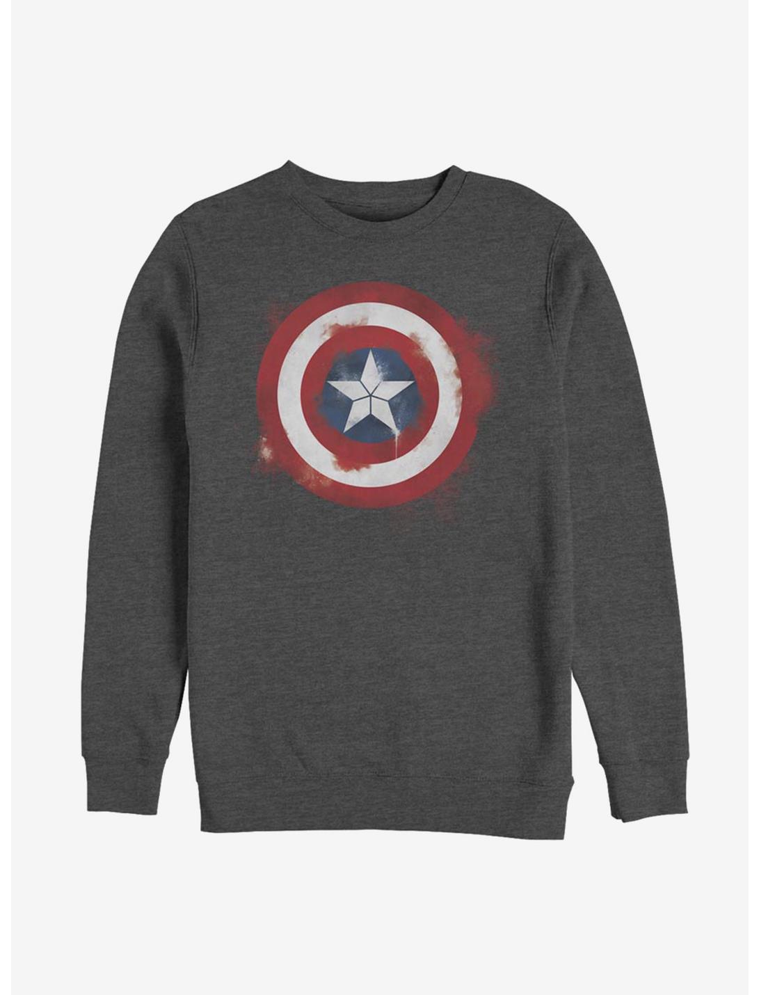 Marvel Captain America Spray Logo Sweatshirt, CHAR HTR, hi-res