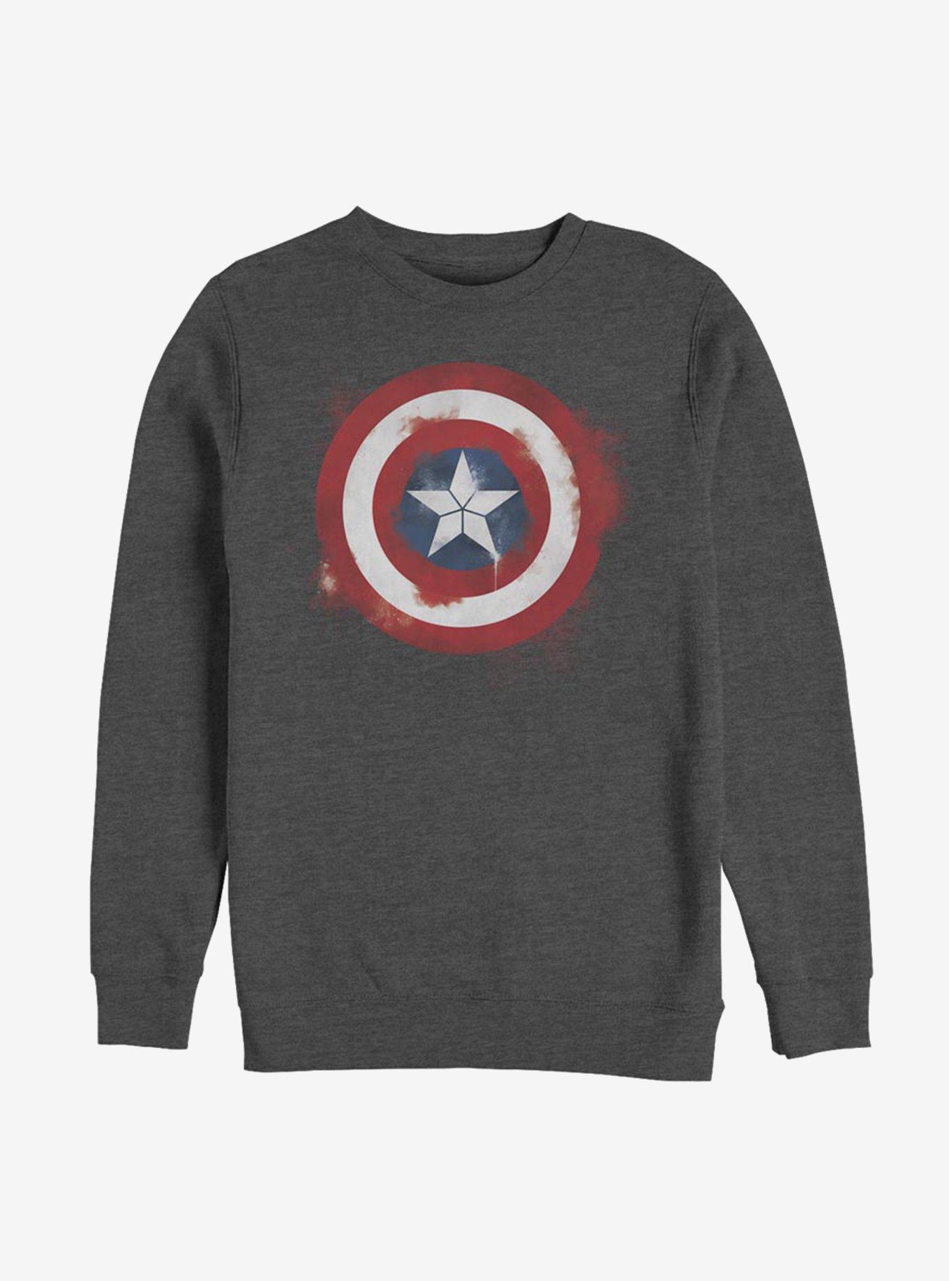 Marvel Captain America Spray Logo Sweatshirt, CHAR HTR, hi-res